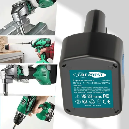 Vista 7 de CREABEST Batería de repuesto de 14.4V 5000mAh para Hitachi EB1414S EB1412S