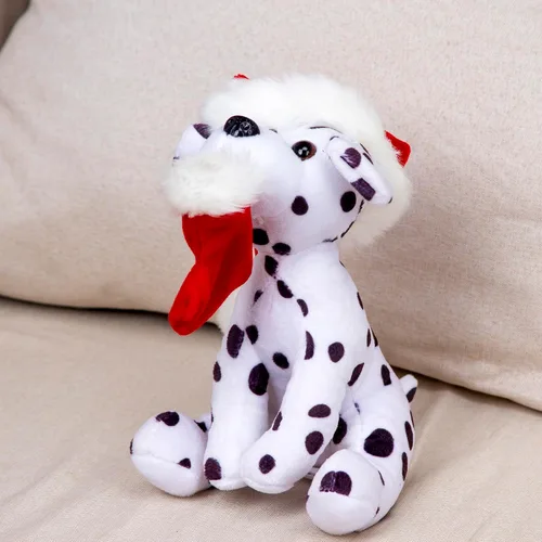 Vista 5 de Plushland Pawpal de Navidad con sombrero de Papá Noel, animales de peluche, marioneta de peluche de 8 pulgadas para niños, un regalo perfecto