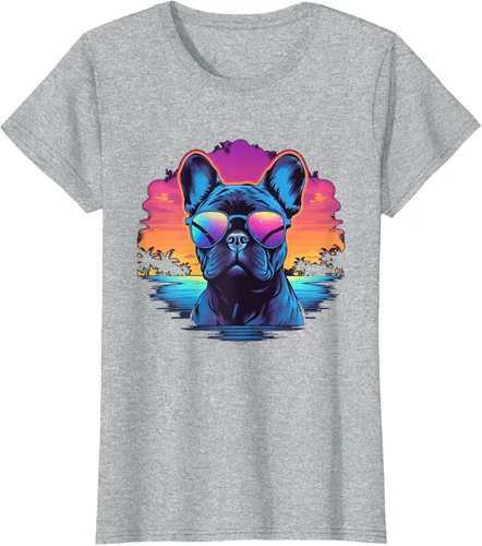 Vista 20 de Camiseta de perro Bulldog Francés para hombres y mujeres, Negro