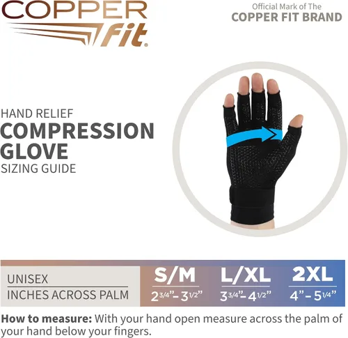 Vista 2 de Copper Fit Guantes de compresión unisex para alivio de manos