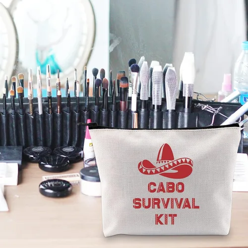 Vista 7 de POFULL Bolsa de cosméticos de boda de regalo para despedida de soltera de México, kit de supervivencia Cabo San Lucas