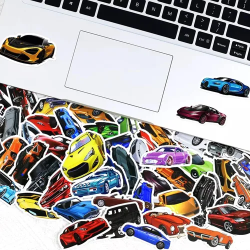 Vista 7 de 102 piezas de calcomanías de autos deportivos - Auto de carreras, calcomanías impermeables para botellas, portátiles, patinetas, cascos
