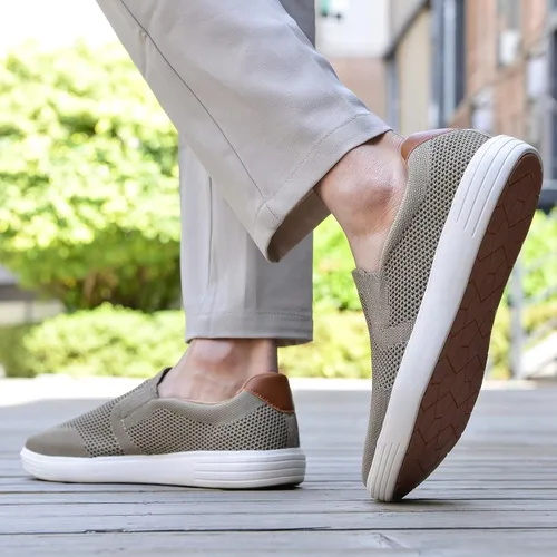 Vista 7 de konhill Zapatos deportivos sin cordones para hombre, mocasines de punto para caminar, espuma viscoelástica, para conducir, trabajo, patinaje