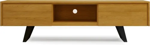 Vista 4 de SIMPLIHOME Lowry - Soporte para TV, consola de madera maciza de mango de 72 pulgadas de ancho en chapa de roble, moderno centro de entretenimiento