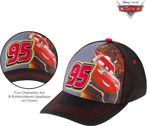 Vista 3 de Disney Cars - Gorra de béisbol Lightning McQueen para niños talla 2-4 o 4-7