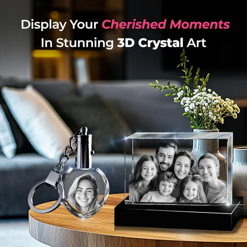 Vista 8 de 3D innovation Foto de cristal 3D, regalos conmemorativos personalizados para mamá, papá, esposa, hombres, mascotas, imagen de vidrio personalizada