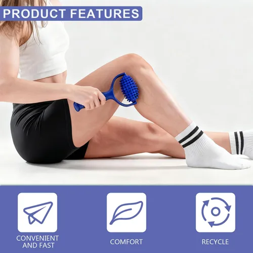 Vista 4 de Rodillo de bolas de masaje con mango – Rodillo de auto-masaje herramienta de masaje para alivio muscular Relajación corporal Fascia Masaje