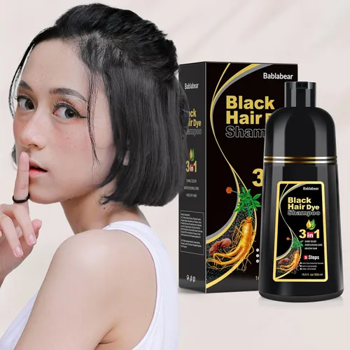 Vista 5 de Bablabear - Champú con color para cabello gris, tinte de cabello semipermanente para mujeres y hombres, ingredientes herbales, 3 en 1, cobertura