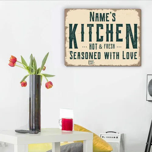 Vista 4 de Letreros de cocina personalizados personalizados para cocina, decoración de pared, letreros de metal para restaurante de mostrador, bar en casa