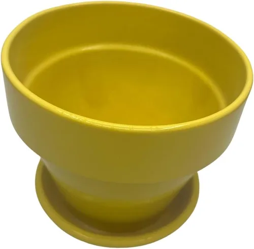Vista 2 de Hirt's Gardens Olla y platillo de cerámica más patas de fieltro - Limón - 4" x 3.5