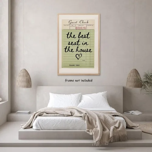 Vista 5 de Funky - Póster de baño con texto en inglés "The Best Seat In The House" (El mejor asiento de la casa), decoración de pared de baño verde, arte