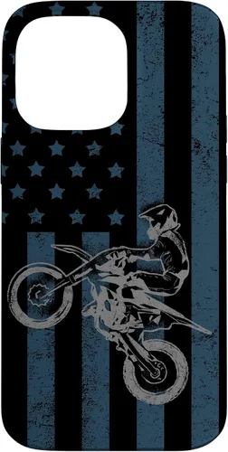 Vista 21 de Dirt Bike US Flag Vintage Motocross Racing Case for iPhone 17