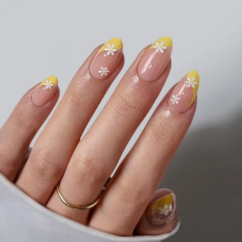 Vista 47 de BTArtbox - Uñas a presión, color crema de vainilla, cuadrado corto, melocotón degradado, 32 unidades 2+ Weeks Wear, Salon-Quality Natural Nails