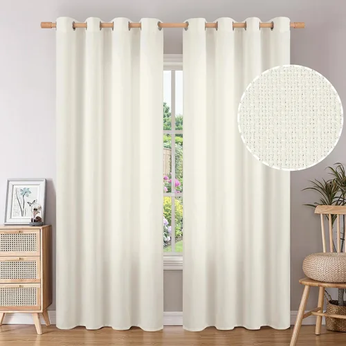 Vista 15 de BGment Cortinas de Lino Beige de 63 Pulgadas de Largo 2 Paneles - Tratamientos para Ventanas con Textura de Arpillera Filtrantes de Luz Cortinas