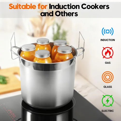 Vista 2 de Olla de Enlatado de Acero Inoxidable con Estante y Tapa, Gran Enlatador de Baño de Agua, Kit Inicial Completo de Suministros para Enlatado Casero