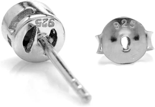 Vista 4 de Silvershake Juego de bisel de plata de ley 925 con forma redonda natural de 0157in chapado en oro blanco joyería minimalista para mujer