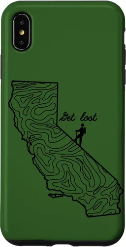 Vista 7 de Funda para iPhone 14 Vintage Hike California Topo Map Senderismo Get Lost Hiker