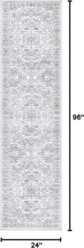 Vista 2 de Unique Loom Boston Collection - Alfombra de área con medallón (2 x 8 pies, color blanco y gris)