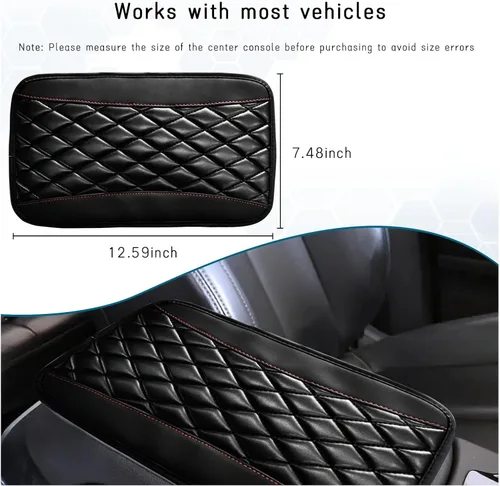 Vista 2 de Dickno Cojín para Consola Central de Automóvil, Funda Universal de Cuero Impermeable para Caja de Asiento de Reposabrazos, Cómodo Protector