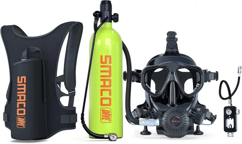 Vista 12 de SMACO Mini tanque de buceo para buceo en aguas poco profundas 1.9L Kit de tanque de buceo de cilindro de buceo proporciona 25-30 minutos de apoyo