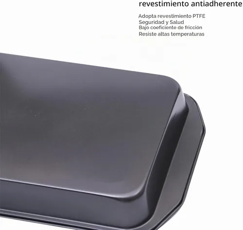 Vista 7 de Molde antiadherente de acero al carbono rectangular grande negro para hornear horno, 17 pulgadas