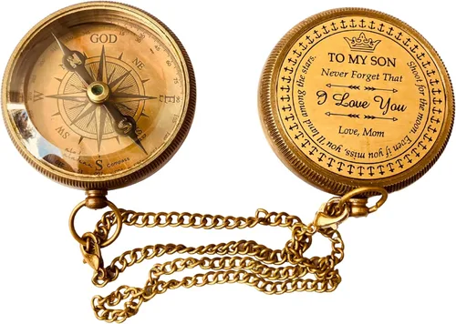 Vista 5 de Regalo para hijo de mamá y papá Brújula grabada de 5 cm - Regalos del padre al hijo, regalos de mamá al hijo para graduación 2025, bautizo