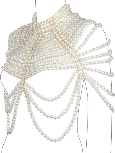 Vista 2 de Pearl Body Chain Bra Necklace Pearl Shawl Top Chain Jewelry Fashion Shoulder Body Jewelry Accessories for Women