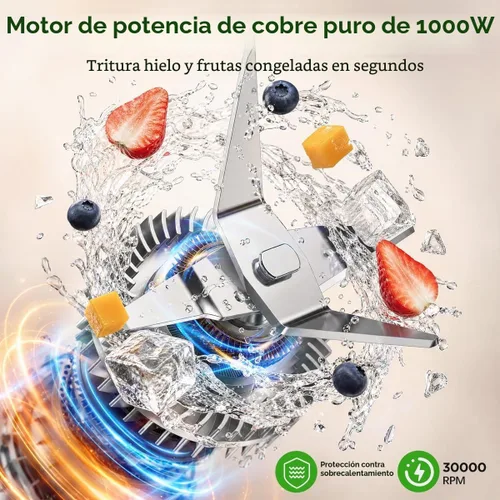 Vista 2 de KOIOS Smoothie Blender, 1000W, Blenders Smoothies and Shakes, Frozen Drinks