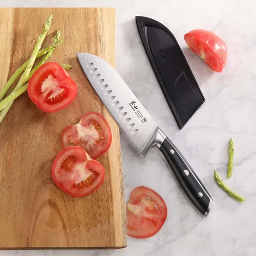 Vista 5 de Cangshan ALPS Series 502742 Cuchillo Santoku de acero alemán forjado de 7 pulgadas con funda, color negro