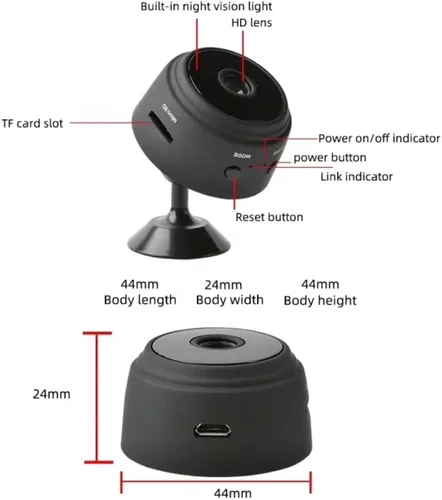 Vista 2 de Nueva mini cámara WiFi inalámbrica oculta HD 1080P cámaras de seguridad para el hogar y la oficina con audio y video por FDM Live Feed Covert Baby