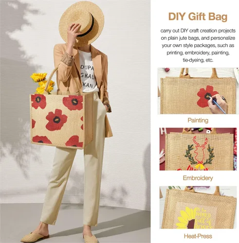 Vista 6 de Bolsas de yute con interior laminado y asas suaves