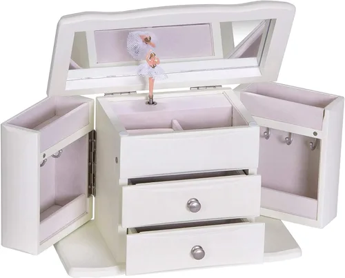 Vista 4 de Mele & Co. Joyero musical de Angelica personalizado para niñas, organizador de joyas musical grabado personalizado para niños, niños y niñas pequeñas