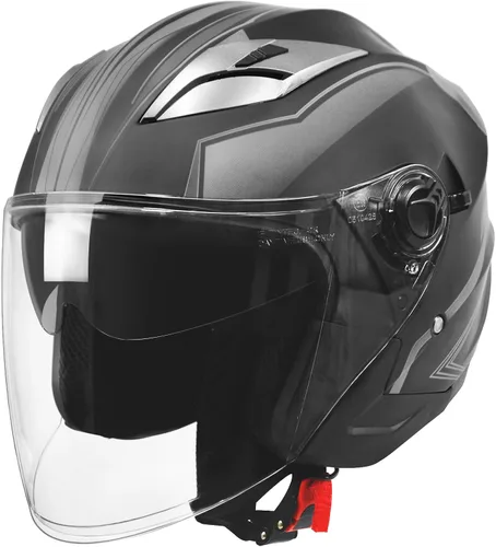 Vista 7 de Cascos de motocicleta 3/4 de cara abierta para adultos, doble visera Azul