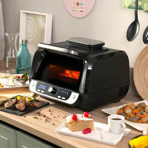 Vista 2 de Freidora de Aire con Grill, Accesorios y Recetario InnovaGoods Fryinn 12-in-1 6000 Negro Acero 3400 W 6 L