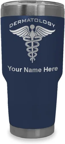 Vista 30 de LaserGram Vaso aislado al vacío de 20 onzas, dermatología, grabado personalizado incluido (negro)