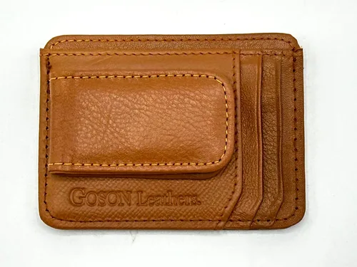 Vista 9 de Goson Cartera de cuero con clip para dinero para hombre, billetera de bolsillo frontal, tarjetero de crédito, cartera minimalista delgada