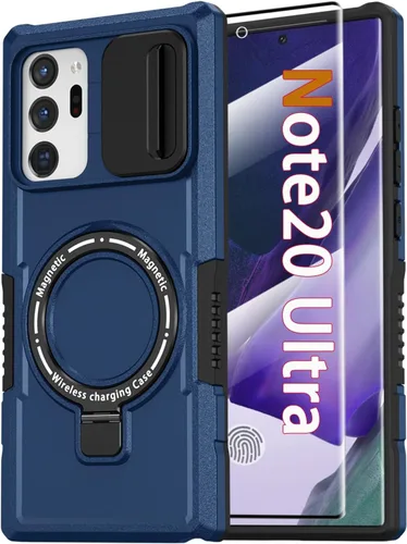 Vista 46 de Funda magnética para Samsung Galaxy Note 20 Ultra con soporte de anillo [con protector de pantalla] [Compatible con carga inalámbrica MagSafe] Funda