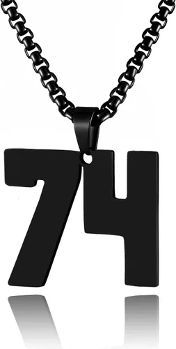 Vista 74 de Collar de Número Dorado para Hombre, Cadena de Acero Inoxidable con Colgante de Número para Atletas, Joyería Deportiva Personalizada para Niños