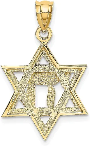 Vista 3 de Collar con dije de estrella de David de oro amarillo de 14 quilates con dije de estrella de David, joyería fina religiosa de Judaica para mujeres