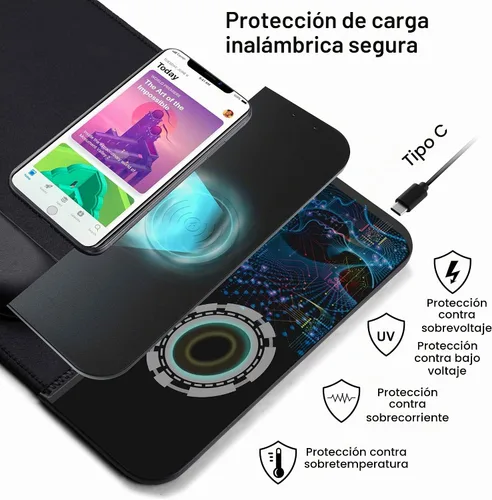 Vista 6 de Alfombrilla de mouse de carga inalámbrica de 15 W con soporte de muñeca, cargador inalámbrico Qi rápido para iPhone 17/16/15/14/13/12/12