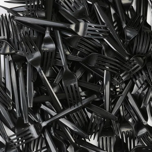 Vista 2 de Cubiertos de plástico desechables de peso pesado (tenedores - negro, 250)