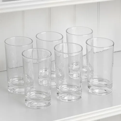 Vista 6 de Mfacoy Juego de 6 vasos de jugo pequeños, vasos de vidrio de 5.5 onzas, juego de vasos pequeños de base pesada, vasos transparentes, vasos tipo shot
