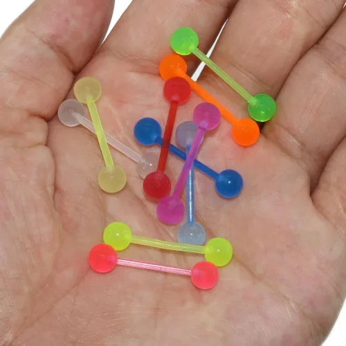 Vista 4 de Oasis Plus - 10 piercings para pezón, 0.49oz, brillan en la oscuridad, flexibles y bioplásticos, bolas de acrílico de 0.236in