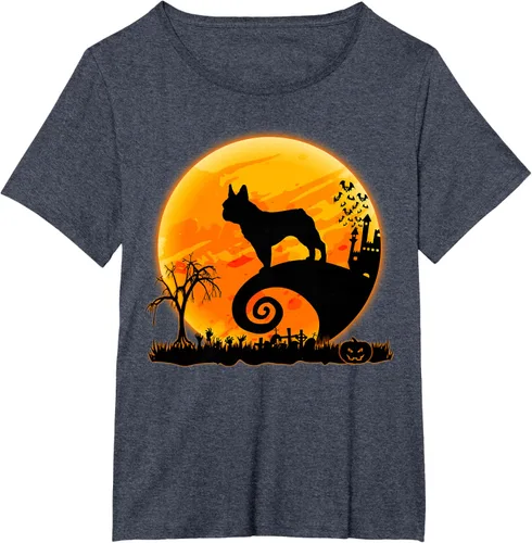 Vista 55 de Camiseta divertida de disfraz de Halloween para perro y luna de Bulldog francés, Negro, S