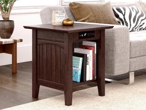 Vista 6 de Mesa Atlantic Furniture AH13312 Nantucket, mesa auxiliar, Madera, Ámbar quemado.