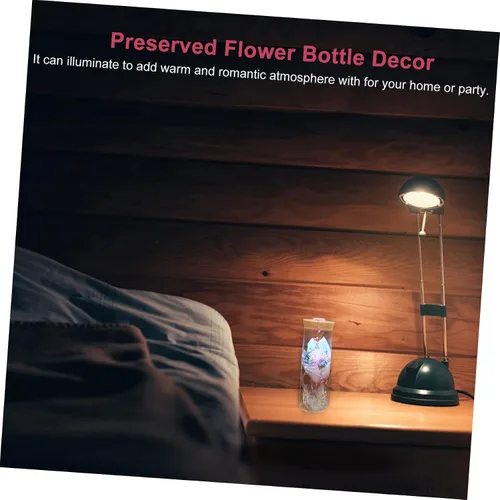 Vista 3 de Amosfun Lámpara de botella eterna de clavel rosa real preservada con control remoto LED luz nocturna deseando para Navidad Año Nuevo