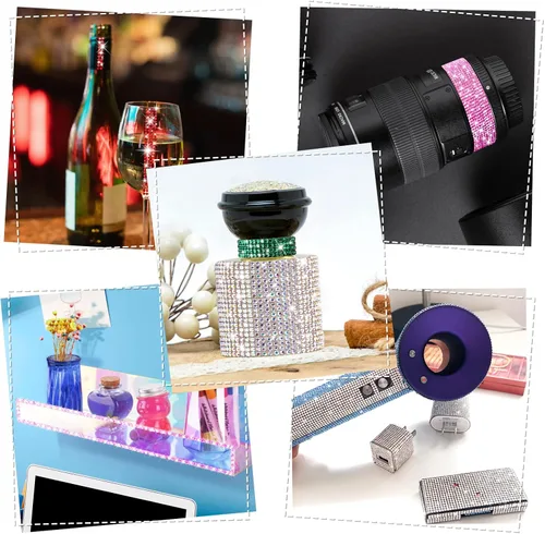 Vista 5 de NiArt Cinta autoadhesiva de diamantes de imitación de cristal, 12 rollos de 0.35 in de ancho, total de 12 yardas, multifuncional, DIY decorativa, 12