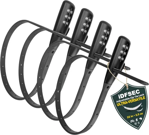 Vista 12 de Cerradura de bicicleta con brida de cremallera, bloqueo de cable ajustable con núcleo de acero inoxidable, bloqueo de cable multiusos para asegurar