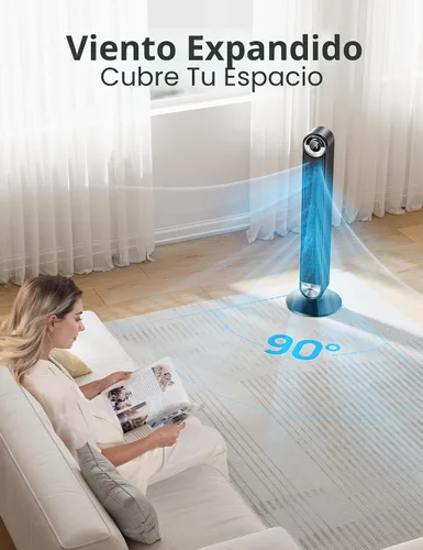 Vista 5 de Dreo - Ventilador de torre para dormitorio, DC actualizado de 9 velocidades 25dB ultrasilencioso, ventilador de piso, ventiladores oscilantes de 90°