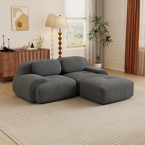 Vista 113 de Sofás seccional modular de 80" sin huesos modernos para sala de estar, juego de sofás comprimidos de 2 plazas con asiento profundo, sin necesidad